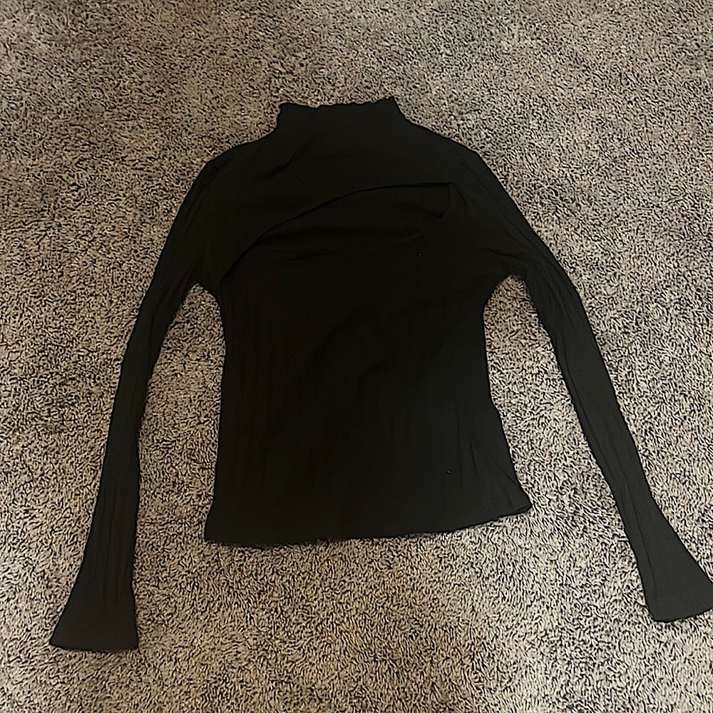Black cut out long sleeve top